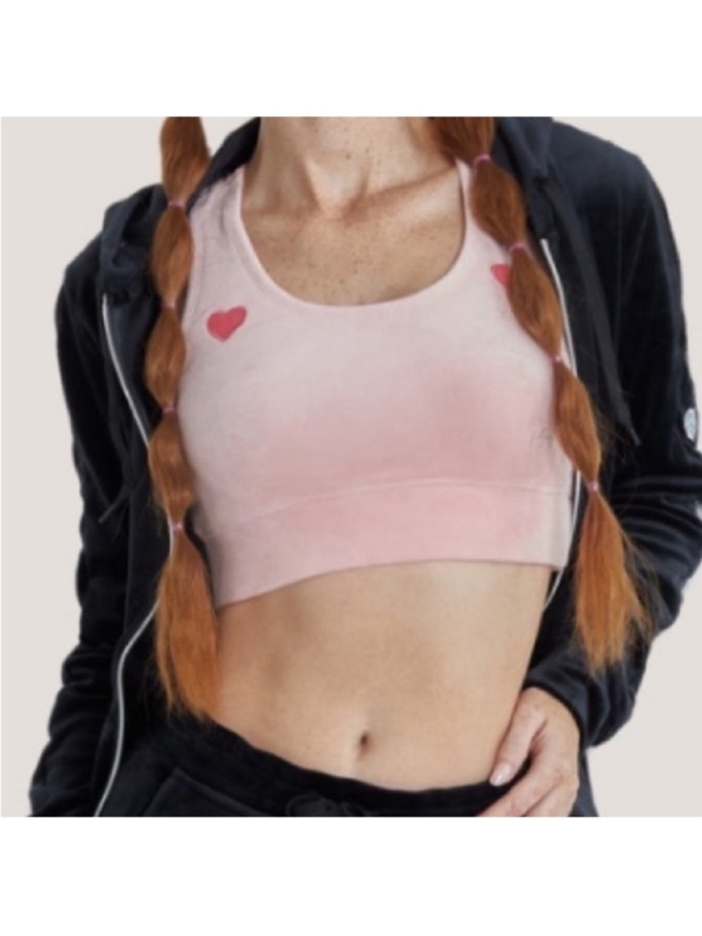 Paris Hilton Medium Set Masterpiece Pants Heart Sports Bra Pearl Blush pink NWT - Picture 14 of 15
